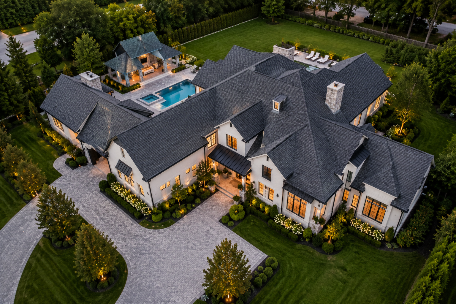 Completed roof on waterfront home
